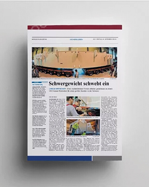 [Translate to Englisch:] Mitteldeutsche Zeitung, Schwergewicht schwebt ein.