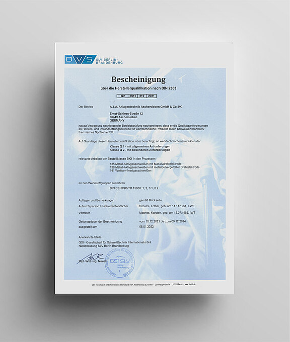 Certificate DIN 2303